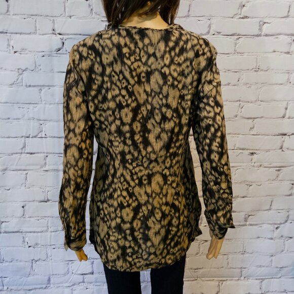 T TAHARI - Silk, , long sleeve blouse with ruffle accents - Picture 7 of 11